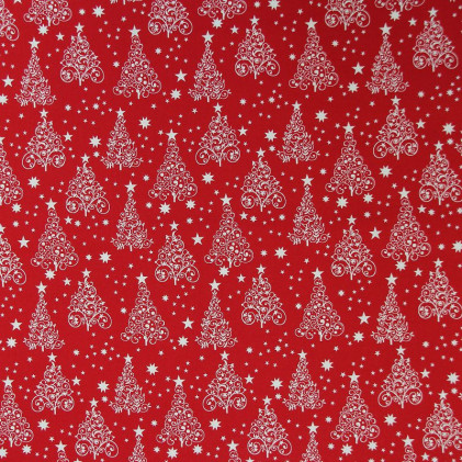 Tissu coton Noël imprimé Arabesques Rouge