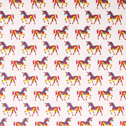 Tissu coton imprimé Oeko-Tex Unicorn Multicolore