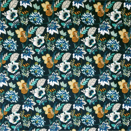 Tissu coton imprimé Oeko-Tex Louis Bleu turquoise