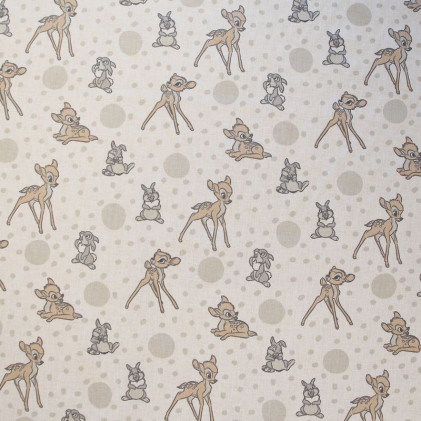 Tissu coton imprimé Bambi Blanc