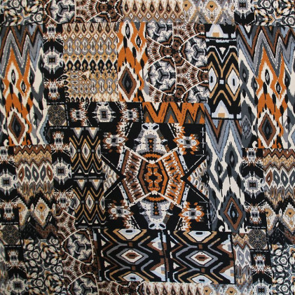 Tissu jersey de viscose Oeko-Tex imprimé Ethnique terracota