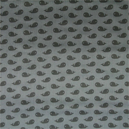 Tissu coton imprimé Whale Gris