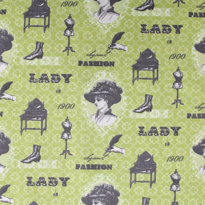 Tissu coton imprimé Lady