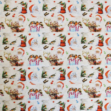 Tissu coton imprimé Noël traditionnel Rouge