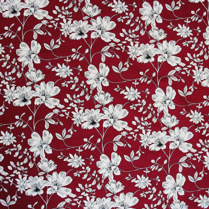 Tissu coton imprimé Flouy Rouge bordeaux