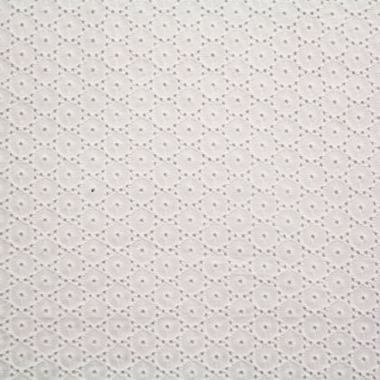 Tissu coton brodé ajouré Circles Blanc