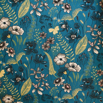 Tissu toile imprimé Indonésien Bleu océan