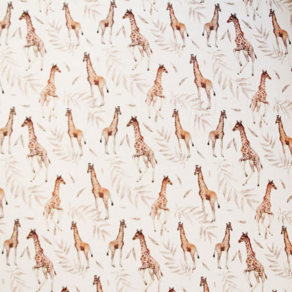 Tissu jersey de coton GOTS imprimé Girafes Ivoire