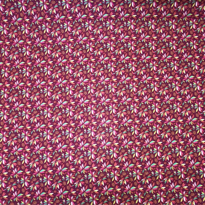 Tissu coton BIO imprimé Artifleurs Rose
