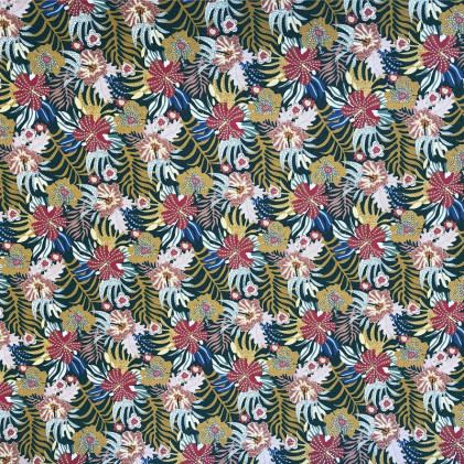 Tissu coton BIO imprimé Fleurs Tropicales Multicolore