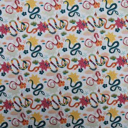 Tissu coton BIO Snake Multicolore