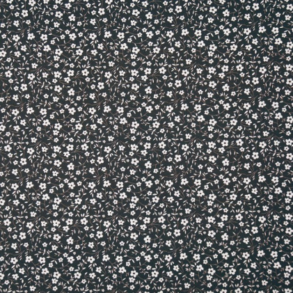 Tissu coton BIO Fleurettes Noir