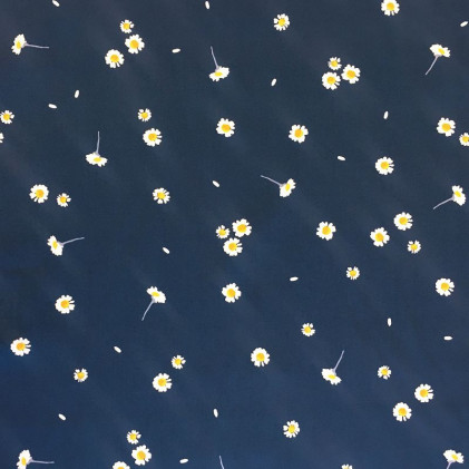 Tissu coton Bio imprimé Paquy Bleu marine