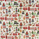 Tissu patchwork London Christmas Icons Vert / Rouge