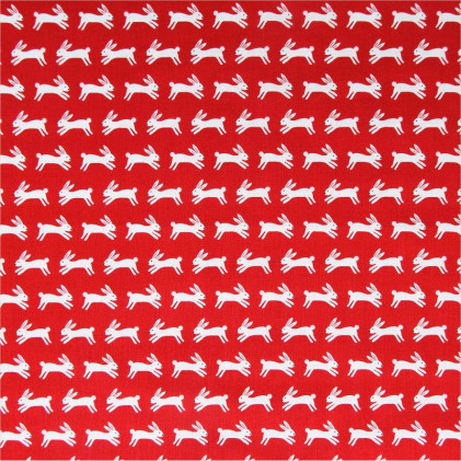 Tissu patchwork Rabbits Rouge / Blanc
