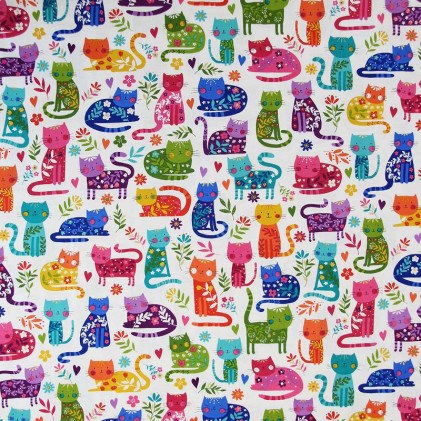 Tissu patchwork Chats Multicolore
