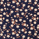 Tissu imprimé Fleurs Seventies Bleu marine / Orange