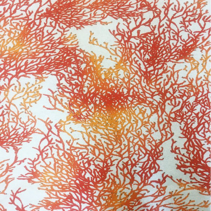 Tissu nappage enduit 175cm imprimé Calédonie Rouge corail