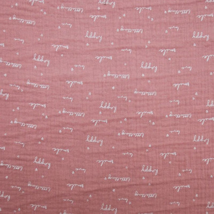 Tissu double gaze de coton lavé Oeko-Tex Cali rose blush