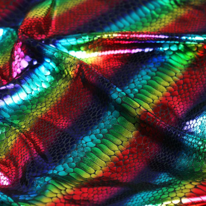 Tissu lycra lamé Python Multicolore
