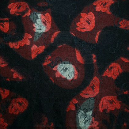 Tissu drap de laine Pistoa Rouge / Noir