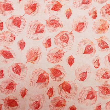 Tissu coton Batik fait main Paon Rose pale