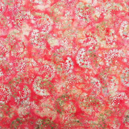 Tissu coton Batik fait main Pissenlit Rose / Vert