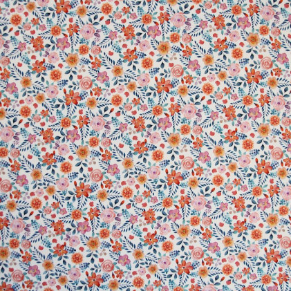 Tissu satin de coton fleuri Oeko-Tex imprimé Arelia Multicolore