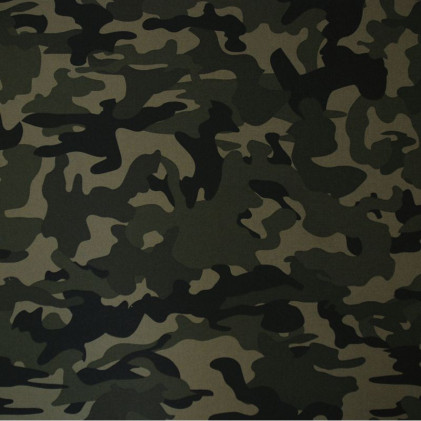 Tissu toile sergé Oeko-Tex Camouflage Vert kaki