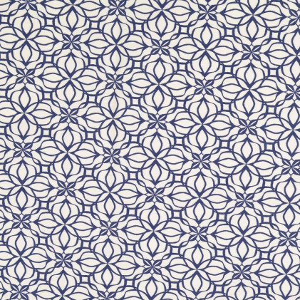Tissu bengaline imprimé Araby Blanc / Bleu