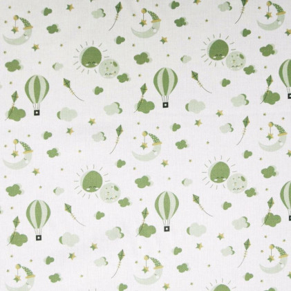 Tissu piqué de coton œko-tex imprimé Mogolfière Vert