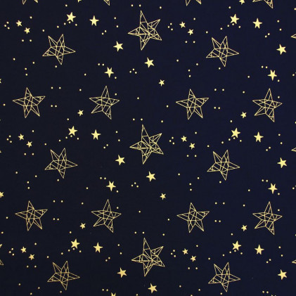 Tissu coton Noël imprimé origami étoiles Bleu