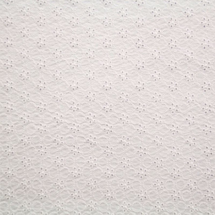 Tissu coton brodé ajouré Flore Blanc