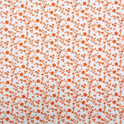 Tissu coton imprimé Floriane Orange