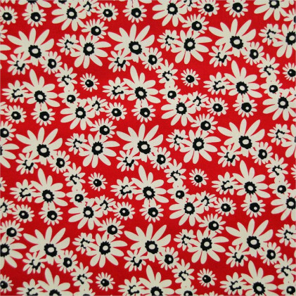 Tissu coton imprimé Paquerettes Rouge