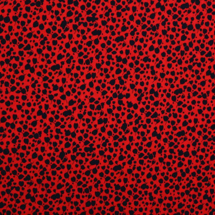 Tissu polyester imprimé Flo Rouge / Noir