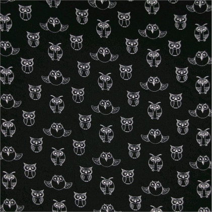 Tissu imprimé Owliane Noir