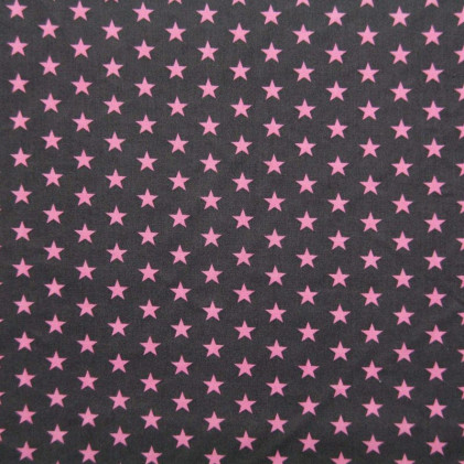 Tissu coton imprimé Pois et Etoiles Rose