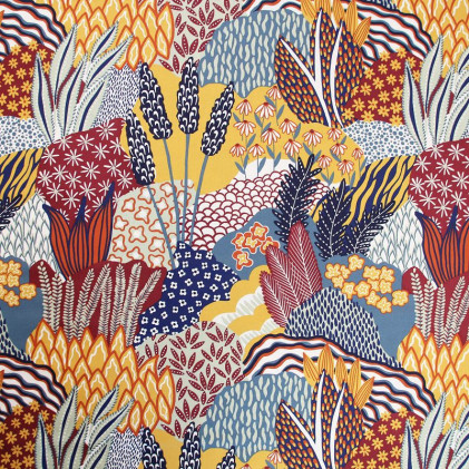 Tissu toile imprimé Jungle Multicolore
