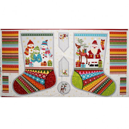 Tissu Noël : chaussette de Noël à confectionner   Multicolore