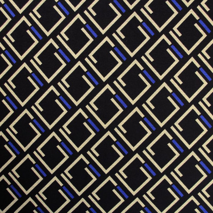 Tissu jersey viscose imprimé Géométrique Bleu