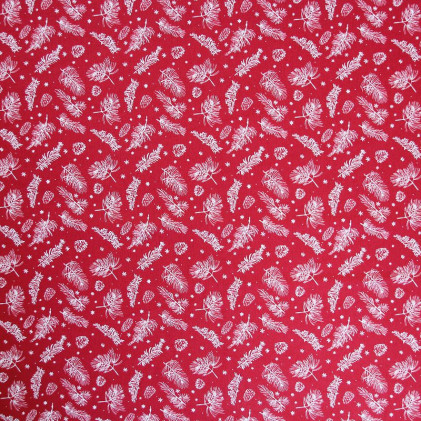 Tissu coton imprimé Sapins Noël Rouge