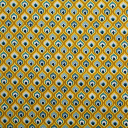 Tissu coton imprimé Oeko-Tex Darry Jaune moutarde