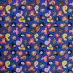 Tissu coton Oeko-tex imprimé Visages Bleu roi