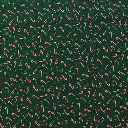 Tissu coton imprimé Sucres d'orge Noël Vert