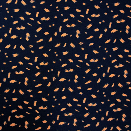 Tissu crêpe de polyester Taches Bleu marine / Orange