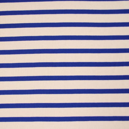 Tissu tricot Armor Lux® Marinière Blanc / Bleu marine