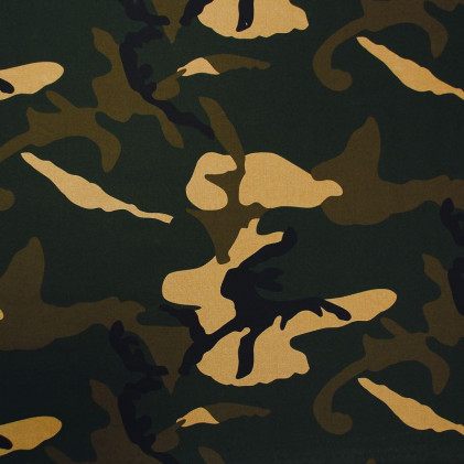 Tissu coton imprimé Camouflages Vert
