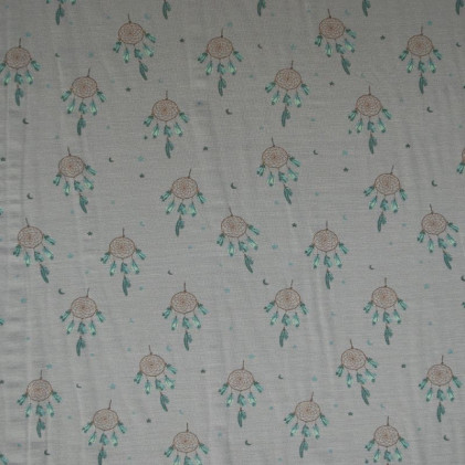 Tissu jersey de bambou Attrape-Rêve Gris / Vert