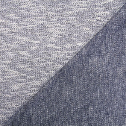 Tissu maille tricot Sensa Bleu / Ecru